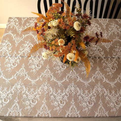 IDONGCAI Lace Fabric Soft Chantilly French Eyelash floral Lace Fabric 60 X120 Inch Bridal Veil Wedding Dress Lace Trim Home Decorations Trim Appli...