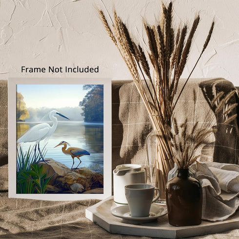 Posterizer 1 pcs-beautiful art work of pair of heron birds in nature 1-Art for Animal Lovers Gift for Art Lovers Decorations for Bedroom, Office, ...