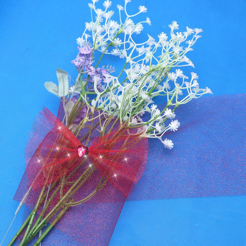 Glitter Tulle Roll Sparkling Tulle Ribbon Fabric Spool for Wedding Decoration Gift Wrapping, 6 Inch by 25 Yards (Red)...