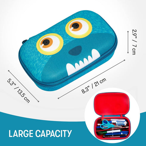ZIPIT Wildlings Pencil Box for Kids | Pencil Case for School | Organizer Pencil Bag | Large Capacity Pencil Pouch (Blue)...