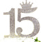 Number 15 Quinceanera Rhinestone Princess Crown Monogram Cake Topper - Sweet 15th Birthday Party (Gold)...