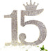 Number 15 Quinceanera Rhinestone Princess Crown Monogram Cake Topper - Sweet 15th Birthday Party (Gold)...
