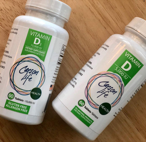 CARSON LIFE Vitamin D 10,000 IU Tablets - Excellent Supplement for Vitamin D Deficiency - Helps Strengthen Bones, Teeth and Immune System - 60 Tab...