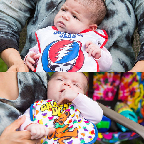 daphyls Grateful Dead Baby Bibs 2-Pack Extra Soft, Officially Licensed, Easy Side Closure, Large Size Fits Infant Toddler and Baby...