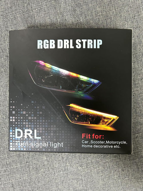 Car Headlight LED Strip, 24Inch RGB Multi Color Headlight Surface LED Daytime Running Lights Flexible DRL Tube Strip Sequential Neon Decorative Sw...