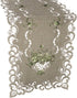 Embroidered Green Leaf on Antique Green Fabric Table Runner, Dresser Scarf, Coffee Table Doily (16Wx35L)...