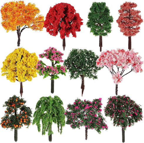 LIOOBO Fairy Garden Tree Plant Ornament: Miniature Garden Accessories, 12pcs Mixed Model Trees 2.1-2.5 Inches for DIY Crafts, Micro Landscape, Tra...