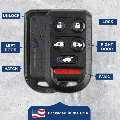 KeylessOption Key Fob Cover Case Replacement for 2005 2006 2007 2008 2009 2010 Honda Odyssey Remote Shell, 6-Button OUCG8D-399H-A, No Programming ...
