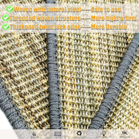 Cat Scratching Pad, 23.6 x 15.7inch Sisal Cat Scratch Mat with Velcro Tapes,Stick on Floor Scratch Pad for Cat Wall Scratcher,Horizontal Cat Scrat...