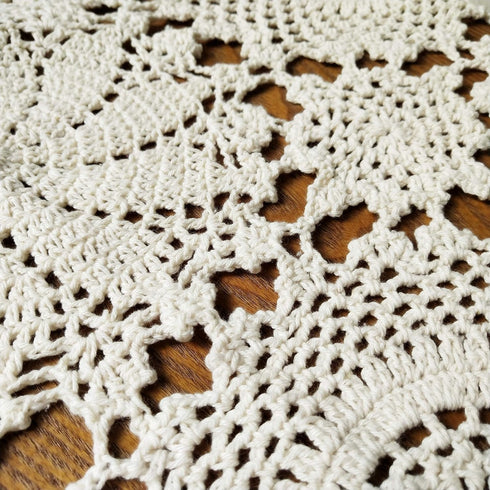 USTIDE Hand Crochet Table Runner Beige Cotton Lace Table Doilies Crochet Table Decoration for Coffee Table 15X78inches One Piece...
