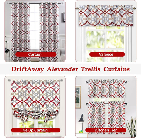 DriftAway Alexander Pattern Match Blackout Valances for Windows 250GSM Geometric Moroccan Mid Century Rod Pocket 52 Inch by 14 Inch Plus 1.75 Inch...