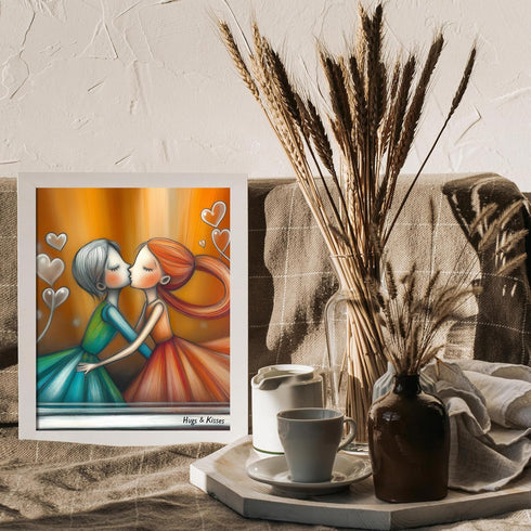 Posterizer 1 pcs-hugs and kisses-sweet couple's art-Valentine's day inspired -2-Romantic Art-Holiday Poster-Gift for Couples boyfriend girlfriend ...