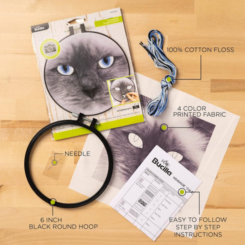 Bucilla Photographic 6" Stamped Embroidery Kit, Flower Box, Includes 4-Color Printed Fabric, 6" Hoop, Embroidery Floss, Needle, and Instructions, ...