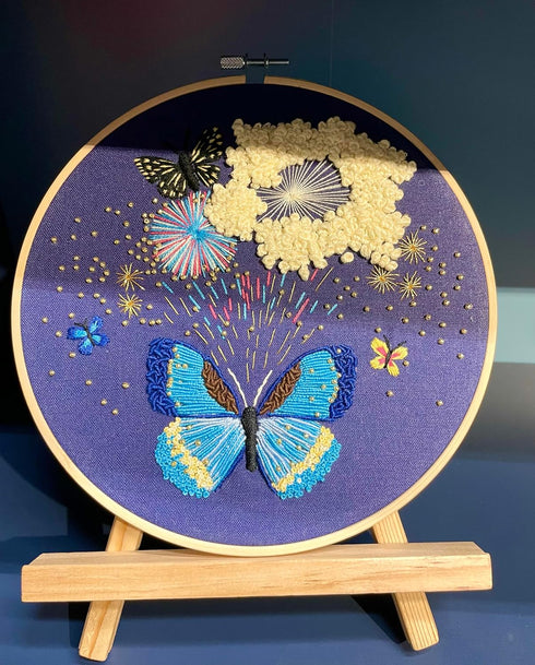 mozhijing Butterfly Embroidery Kit for Adults with Stamped Pattern, Round Beads for Embroidery DIY Crafting,Cross Stitch Beginner Kits with Frame,...