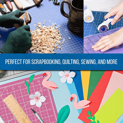 U.S. Art Supply 9" x 12" Self-Healing Cutting Mat 5-Ply - Double-Sided Pink/Blue Craft Mat, Non-Slip Cutting Mats for Crafts, Sewing, Quilting, Sc...
