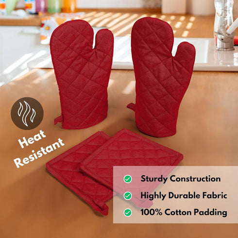 Native Fab Pot Holders and Oven Mitts Sets for Kitchen Heat Resistant - Hanging Non-Slip - 100% Cotton Kitchen Oven Mitts and Pot Holders 4-Piece ...
