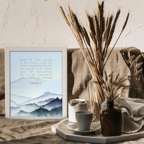 Posterizer 1 pcs-Psalm 62:5-6 Religious Quote- Bible Verse-Religious Posters-Gifts for Christians-Decor for Church, Sunday School Classroom- UNFRA...