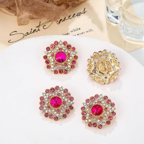 4Pcs Sliver Rhinestone Buttons Crystal Embellishments for Clothing Jewelry Making DIY Decoration Bottons for Sewing Crafts Wedding Bridal (Red)...