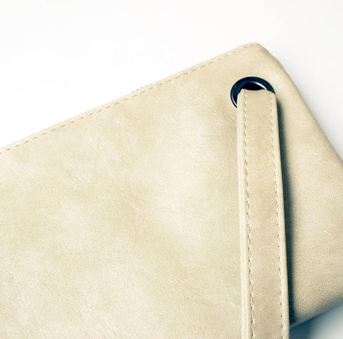 Women’s Wristlet Clutch Handbag, Distressed PU Leather Purse, Stylish with Black Zipper Accents...