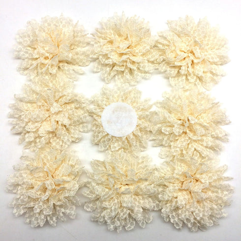 PEPPERLONELY 10PC Set Cream Lace Petal Fabric Flowers, 4 Inch...