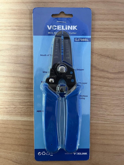 VCELINK Precision Wire Stripper and Cutter with Safety Lock, Wire Stripping Cutting Tool for 10-22 AWG Solid and Stranded Wires...