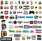 Video Game Themed Custom Vinyl Die-Cut Sticker Pack, Adhesive Decals for Laptop, Water Bottle, Journal, and Phone (64 Pack)...