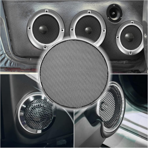 X AUTOHAUX 4 Inch Car Metal Audio Speaker Grill Cover Mesh Woofer Horn Guard Decorative Circle Grille Protector Silver Tone...