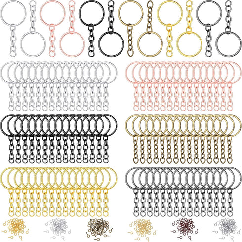360 Pcs Key Chains Bulk for Crafts Including 90 Pcs Keychain Rings, 90 Pcs Open Jump Rings Connectors, 180 Pcs Small Screw Eye Pins Hooks for DIY ...
