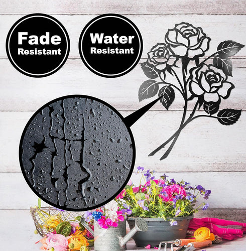 Vivegate Rose Metal Art - Giant Rose Flower Wall Decor for Living Room (Large - 17.5"X13.5")...