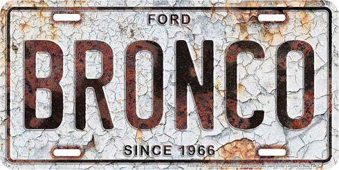 HangTime Ford Bronco Metal License Plate 6 x 12 with Rust Background...
