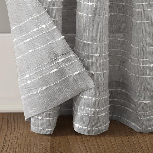 Clean Window Textured Slub Stripe Anti-Dust Allergy/Pet Friendly Sheer Curtain Panel, Gray, 52" W x 63" L (1 Panel)...