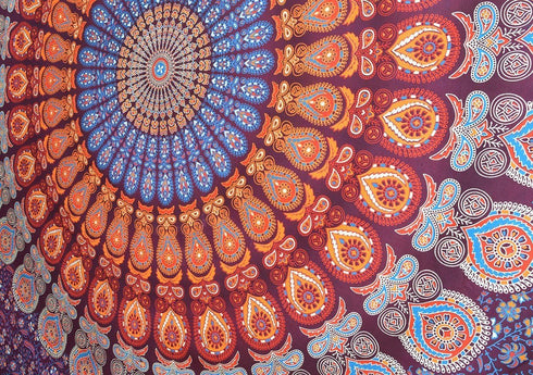 Popular Handicrafts Tapestry Wall Hanging Hippie Mandala Bohemian Hippy Psychedelic Design Indian Peacock Meditation Gypsy Tapestries Bedspread 54...