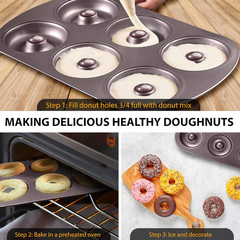 Donut Pan by Dohnuts - Premium 6 Cup Non-Stick Mini Doughnut and Bagel maker – for Healthier Homemade Baked Cakes...