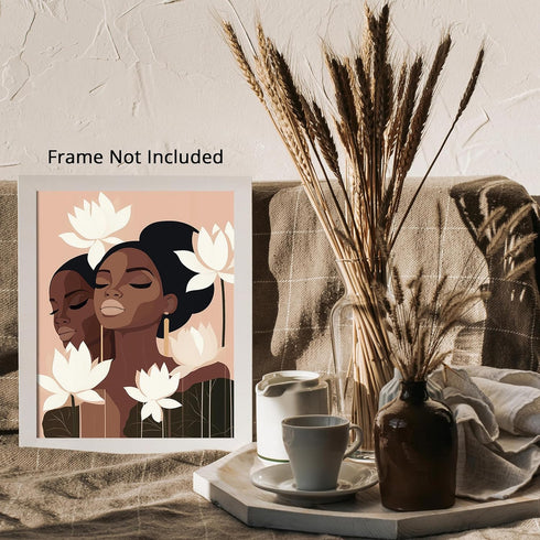 Posterizer 1 pcs-minimalist African woman art with pretty flowers-Afro-American Art Collection-Abstract & Modern Art-Chic Home Decor- unframed wal...