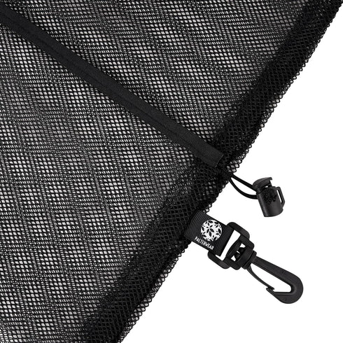 PALTERWEAR Mesh Drawstring Bag With Clip and Toggle Closure - For Water Sports, Hiking, Clamming - Multi-Use Set of 4 (Black, 10 x 15 inch)...