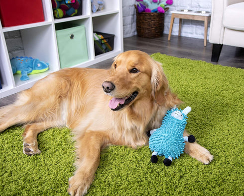 goDog Llamas Noodle Squeaky Plush Dog Toy, Chew Guard Technology - Blue, Small...