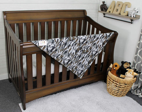 Top Tots Baby Blanket - Minky, Gray, Brown and Black Camouflage...