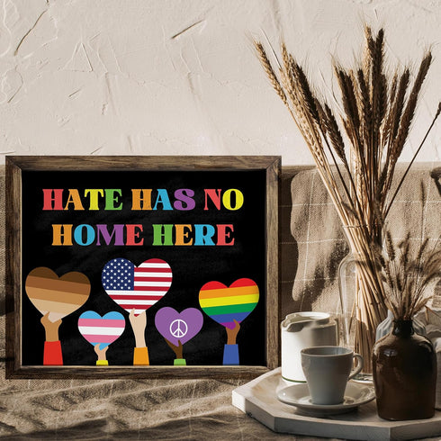 Posterizer 1 pcs-hate has no home here poster-Gay & LGBTQ Art-Motivational & Inspirational Gift for Queer, Bi, Lesbian-Gift for Teachers-School ...