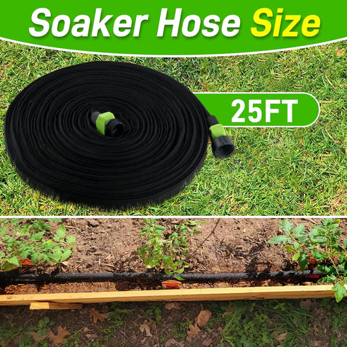Soaker Hose - 25FT Save 80% Water Drip Flat Garden Hose -Thickened Heavy Duty Double Layer Drip Flexible Leakproof, Drip Watering Hose for Garden ...