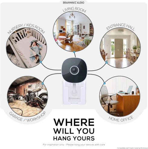 2-Pack Wall Mount for Galayou G7 Cam 2K Wi-Fi Baby Monitor Security Camera, Easy to Install Holder Bracket, Adhesive & Screw-in Mounting - (White)...