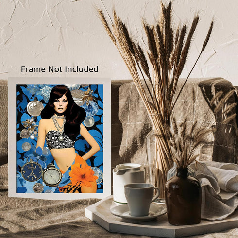 Posterizer 1 pcs-vintage woman with dimaons collage-Retro Art-Abstract & Modern Art-Gift for Art Lovers- UNFRAMED Wall Art...