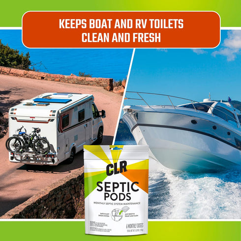 CLR Septic System Treatment Pods, Hassle-Free, Dissolvable and Easy to Flush, Formulated with Biobased Ingredients, Helps prevent Clogs and Build-...