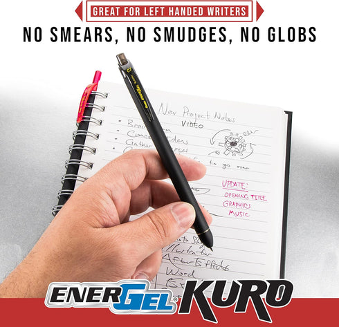 Pentel EnerGel Kuro Liquid Gel Pen, (0.7mm) Medium line, Black Ink, 8 Pack...