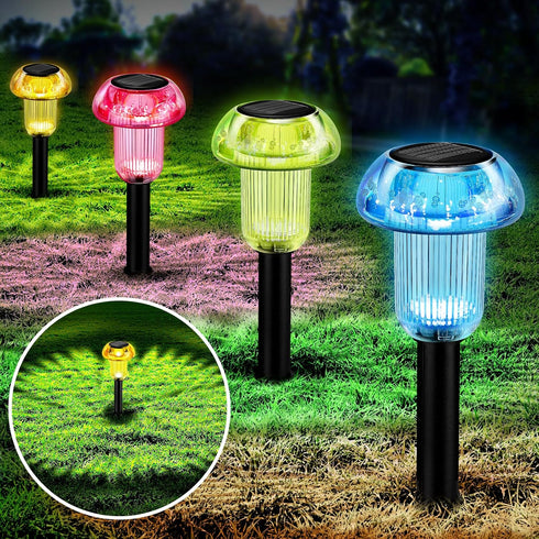 Solar Pathway Lights, 4 Pack Blue LED Mushroom Solar Powered Outdoor Lights, Landscape Lighting Garden Stake Lights, Solar Landscape Lights Outdoo...