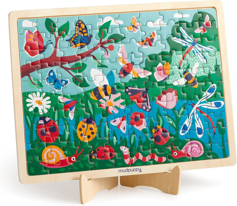 Mudpuppy Garden Life – 100 Piece Wooden Puzzle and Display Stand for Room Decor with Bright and Bold Illustrations of A Scenic Garden for Kids...