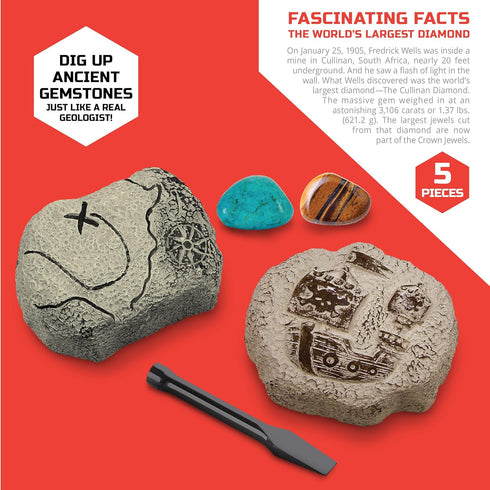 Discovery #MINDBLOWN Mini Unearthed Treasure Set, 2 Pack Excavation Kit w/Chisel, Uncover 2 Gemstones, Interactive Archaeology Geology Paleontolog...