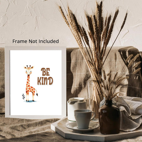 Posterizer 1 pcs-be kind-cute giraffe quote-Kids Room Art-Motivational & Inspirational Art-Gift for Daughter, Son, Kids-decor for nursery toddlers...