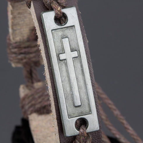 Leather Cross Bracelet for Teens or Men, Cool Christian Gift Ideas for Teenagers for Confirmation, Baptism, Christmas Stocking Stuffers...