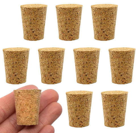EISCO 10PK Cork Stoppers, Size #8-17mm Bottom, 22mm Top, 27mm Length - Tapered Shape, Natural Bark Material - Great for Household & Laboratory Use...