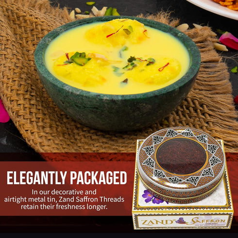 Zand Persian Saffron Threads – 2 Grams Premium Grade A Organic Pure Saffron Spice Thread for Cooking Basmati Rice, Paella, Risotto and More – in D...